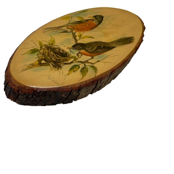 Paul Whitney Wood Plaque Wall Art Wildlife Pine Slab Rustic Wall Hanging u - Picture 6 of 12